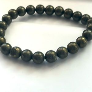Genuine Pyrite Stretch Bracelet 8mm Beads